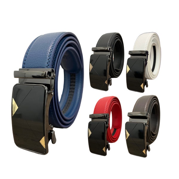 Men's Click Ratchet Belt Sliding Buckle Adjustable Trim to Exact Fit Casual Dress Belt Colors