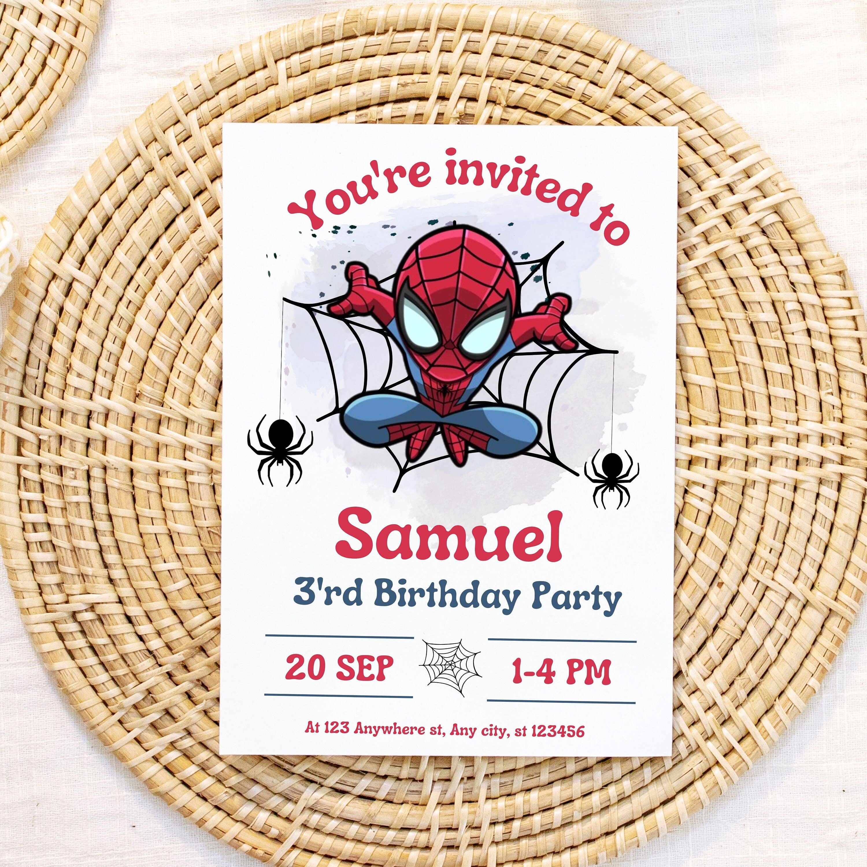 Spiderman Birthday Party Invitation template