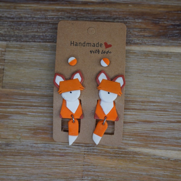 Handmade Fox Earrings And Studs Clay Made Beautiful Gift Matching Items Also Available