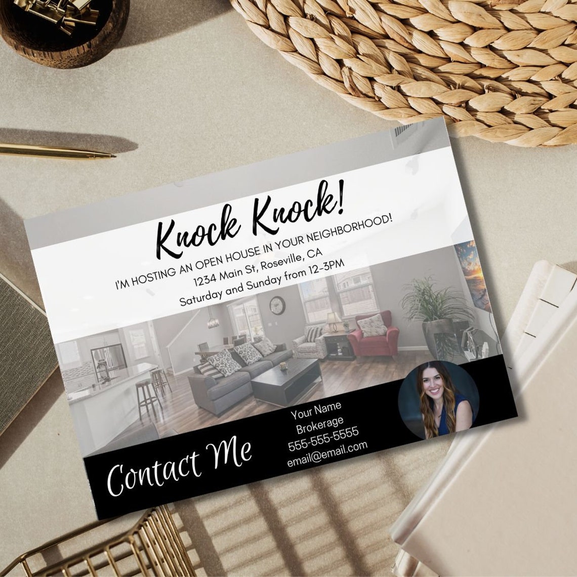 Real Estate Door Knocking Open House, Real Estate Open House Invitation