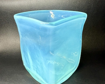 Vintage Opaline Blue Glass Vase – Elegant Home Decor