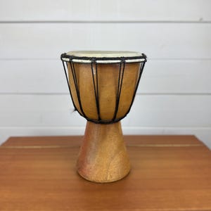 Handcrafted African Djembe Drum – 22x30 cm – Natural Wood & Goatskin Head – Tribal Percussion Instrument