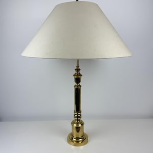 XL Vintage Brass Table Lamp with Classic Fabric Shade | Elegant 82cm Tall Lighting | Double Socket Design