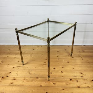 Vintage Brass Coffee Table with Glass Top | 56x42 cm French Hollywood Regency