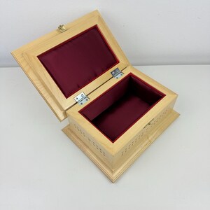 Handmade Carved Wooden Jewelry Box – 23x18x12 cm with Red Velvet Interior