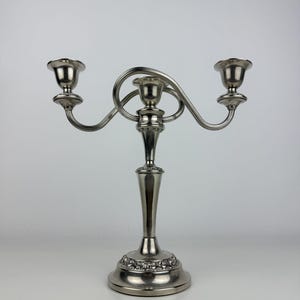 Candelabro vintage placcato argento – Portacandele a 3 bracci, stile neoclassico, brevetto n. 229205