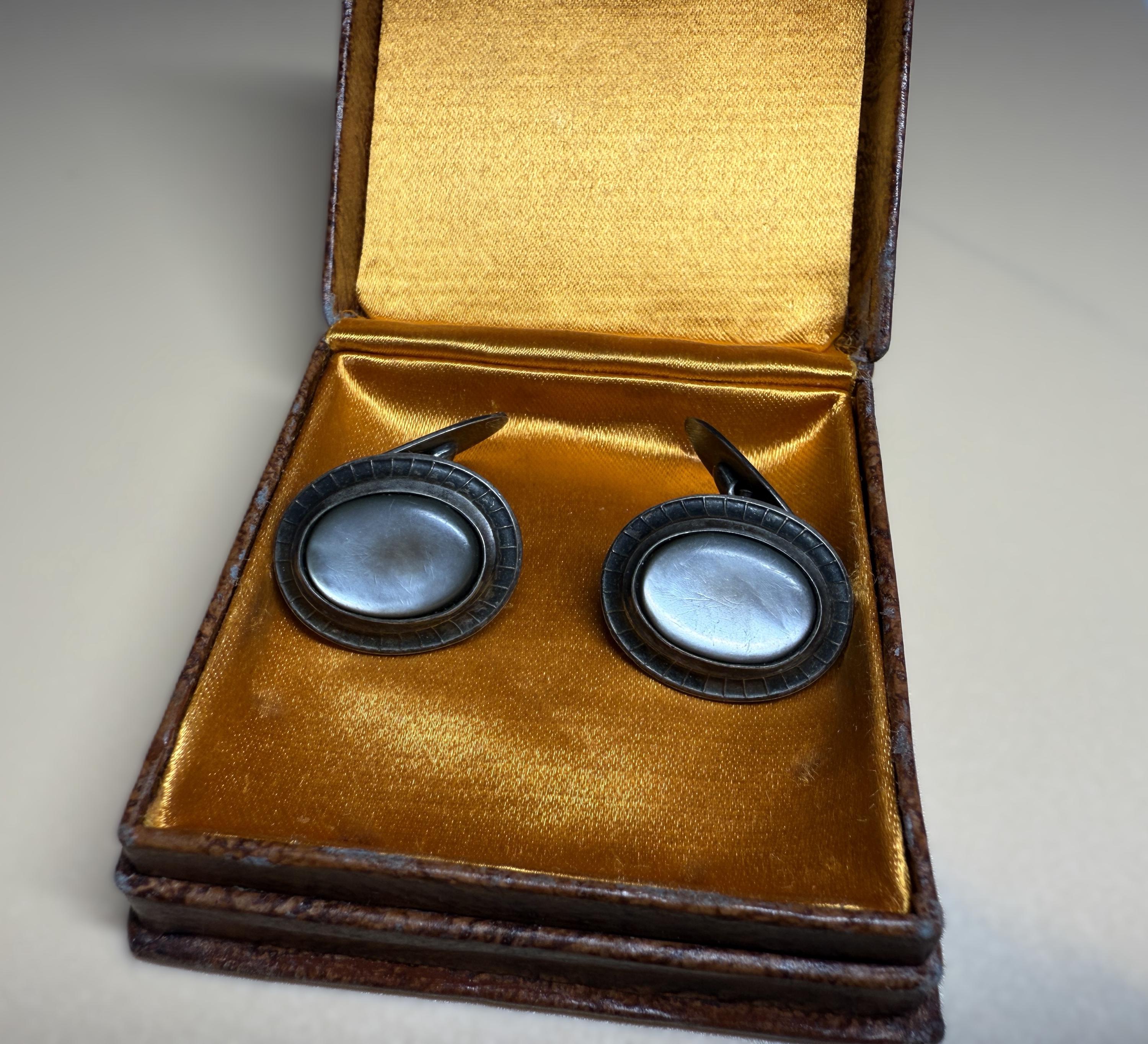 Boutons De Manchette Argent Massif 800 – Art Déco – Anciens