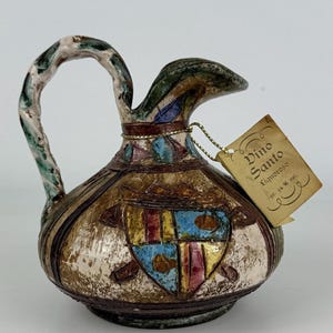 Vintage italienischer Keramikkrug - handbemalter Cantina Soardi Weinkrug, 16 cm hoch, hergestellt in Italien