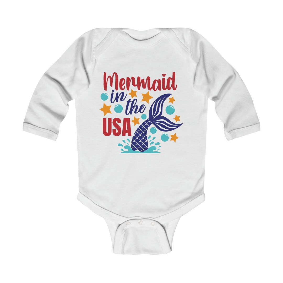 Mermaid Onesie Baby Onesie Mermaid USA Onesie Cute Etsy
