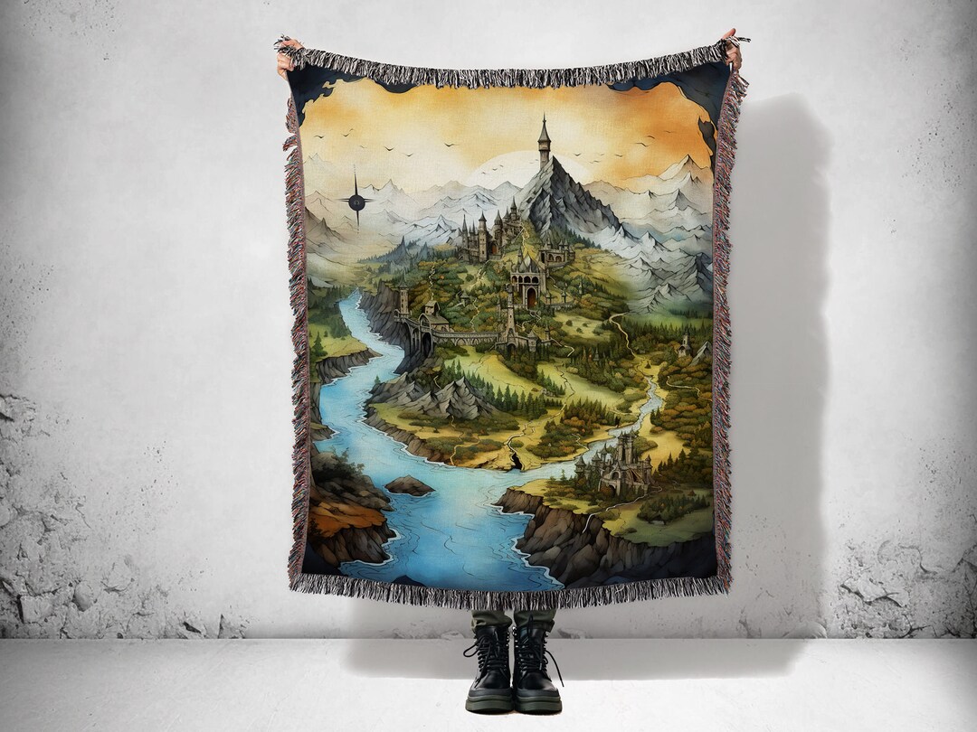 Middle Earth Woven Throw Blanket, Lotr Blanket, Middle Earth, Lotr