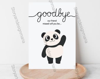 Funny Panda Farewell Card, Printable Goodbye Gift (Digital Download A5 Size PDF)