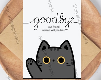 Tarjeta de despedida imprimible, tarjeta digital de despedida, tarjeta de jubilación, tarjeta de despedida, tarjeta de mudanza