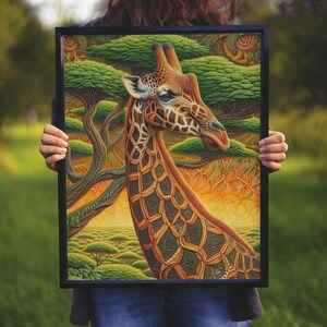 Printable Giraffe Wall Art, Jungle Animal Artwork, Giraffe Digital Download, Safari Wall Decor for Bold Interiors