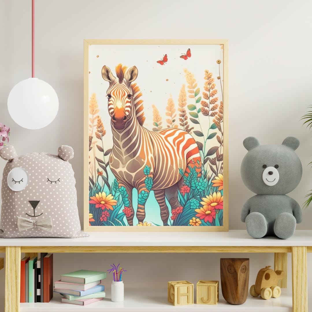 Zebra Wall Art for Kids – Safari Animal Print for Nursery or Childrens ...