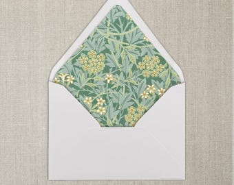 Forro para sobres con estampado floral vintage en azul y verde, tamaño A7, forro para sobres de bellas artes, juego de 20