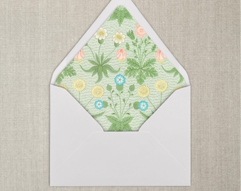 Forro para sobres con estampado floral vintage pequeño, verde brillante, tamaño A7, forro para sobres de bellas artes, juego de 20