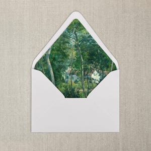 Green Charming Cottage in the Woods Envelope Liner | A7 | Fine Art Envelope Liner | Sets of 20