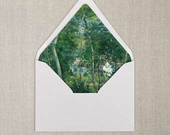 Forro para sobres con diseño de cabaña encantadora en el bosque, tamaño A7, forro para sobres de bellas artes, juego de 20