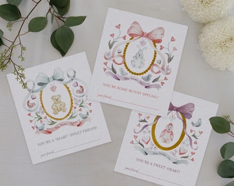 Tarjetas de San Valentín de Amigos de San Valentín / Serie de tarjetas de San Valentín en acuarela