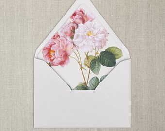 Forro para sobres con diseño de rosa rosa, tamaño A7, forro para sobres de bellas artes, juego de 20