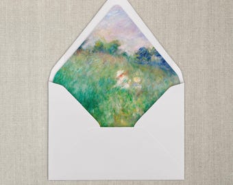 Forro para sobres con diseño de pasto abierto en azul y verde, tamaño A7, forro para sobres de bellas artes, juegos de 20