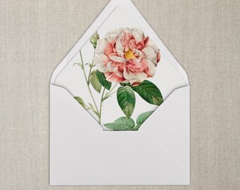 Forro para sobres con rosas blancas y rosas / A7 / Forro para sobres Fine Art / Juegos de 20