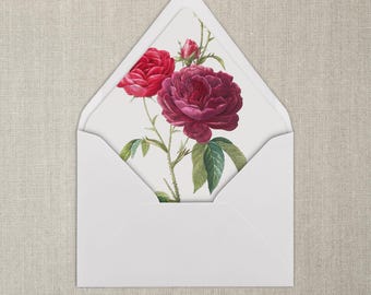 Forro para sobres con rosas rojas y rosas / A7 / Forro para sobres Fine Art / Juegos de 20