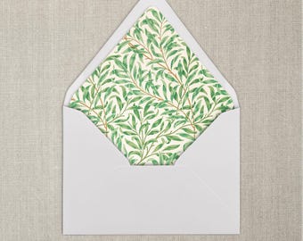 Forro para sobre con diseño vintage de enrejado verde / A7 / Forro para sobre de bellas artes / Juego de 20