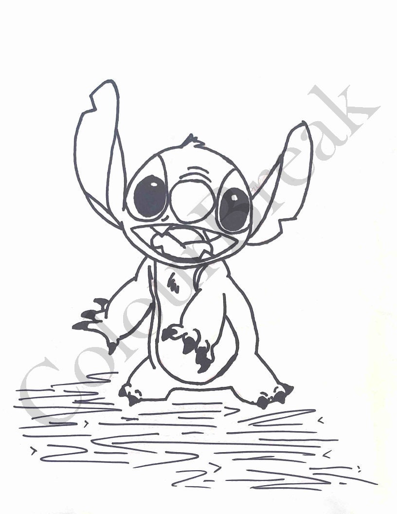 Lilo stitch colouring pages etsy