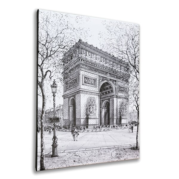 DESSAPT Arts - Guy DESSAPT - Paris, l'Arc de Triomphe en Noiret Blanc - Impression sur toile - 40x30 cm