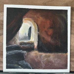 Original oil pastel painting of &quot;He is Risen&quot;, 8&quot;x8&quot; size unframed, Christs empty tomb painting for Easter gift