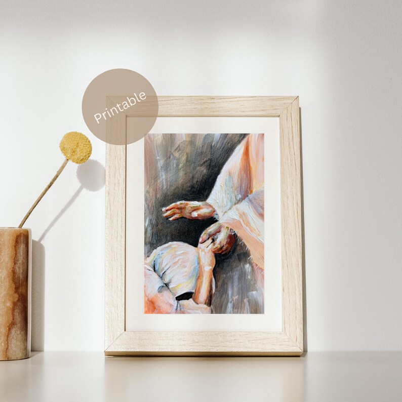 Printable Digital Download Jesus Christ Artwork Painting, by His Hands ...