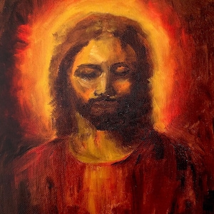 Original oil painting of &quot;Christ in Red&quot;, 8&quot;x10&quot; size unframed, Jesus Christ portraiture