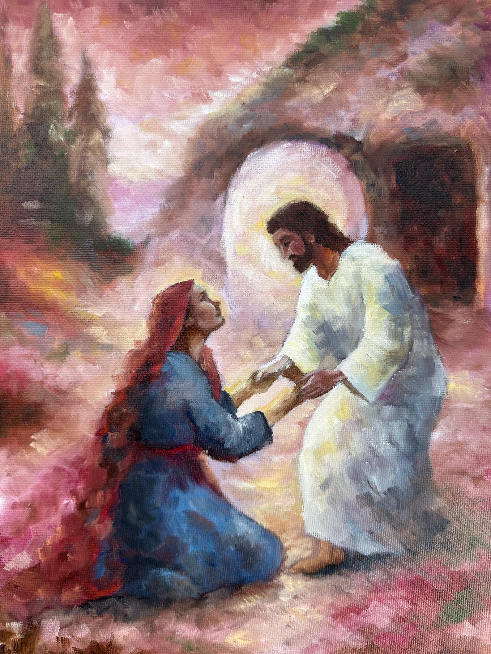 Jesus Resurrection Art Print | Christ and Mary at the Tomb | Easter ...