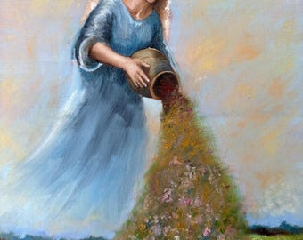Heavenly Mother art print | the Divine Feminine | “In the Flowery Skies” | LDS Mother Earth wall decor for young women relief society