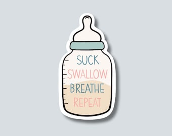 NICU Bottle sticker, speech pathology, NICU, nurse, neonatal, suck swallow breathe