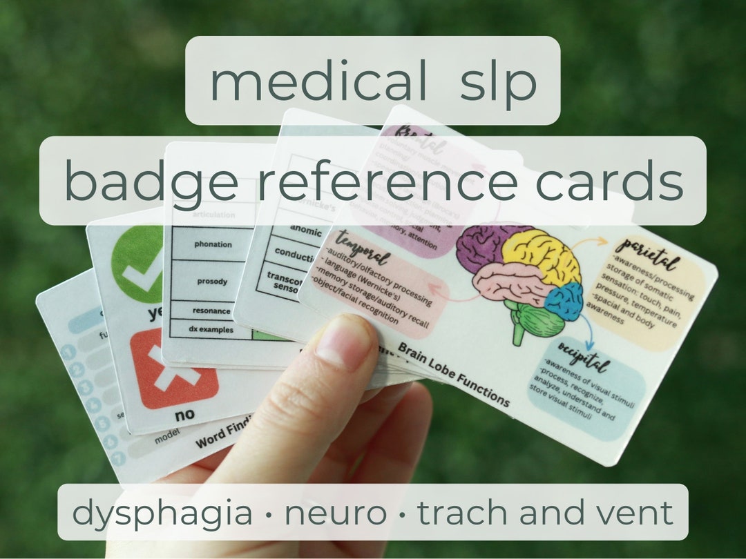Medical SLP Reference Cards, Acute Care SLP, Neuro, Dysphagia, Trach ...