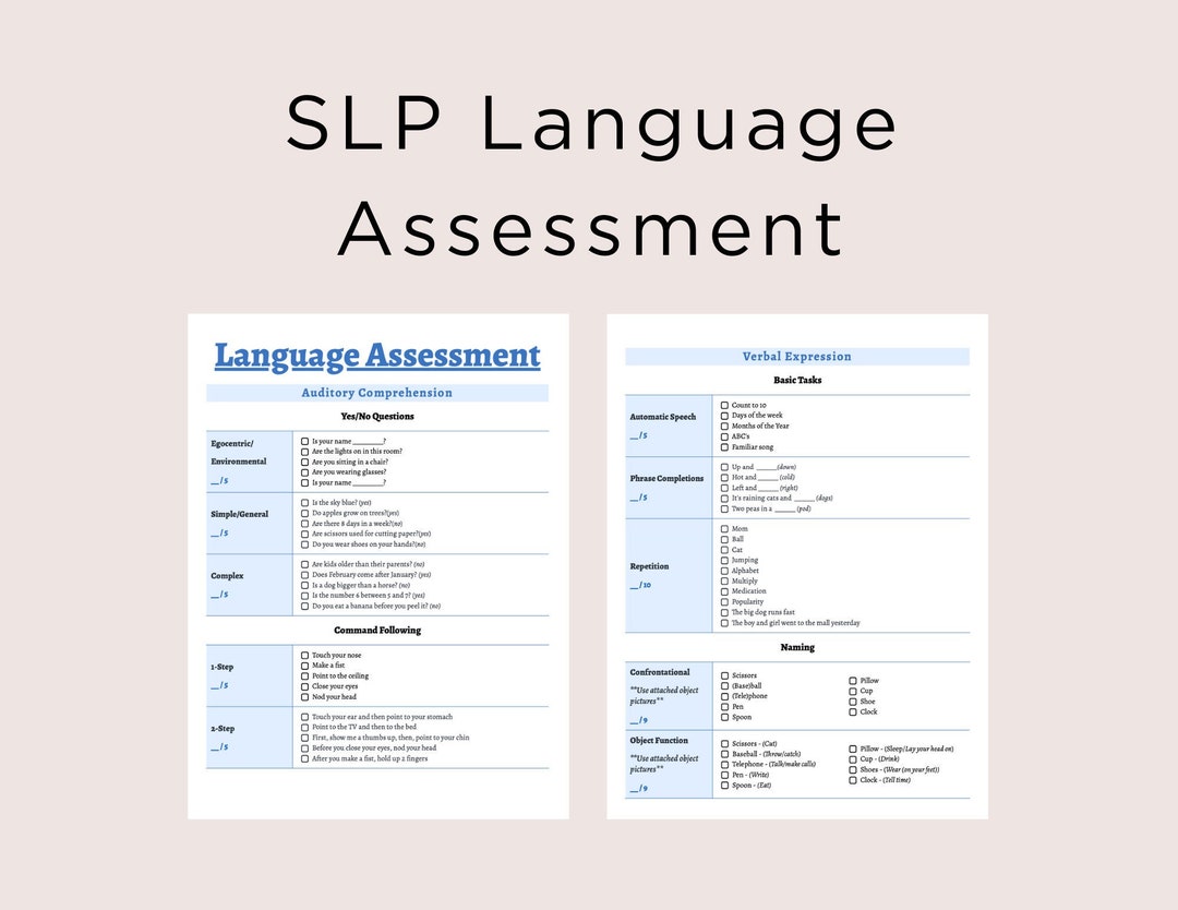 SLP Language Assessment, Medical SLP, CVA, Downloadable Language ...