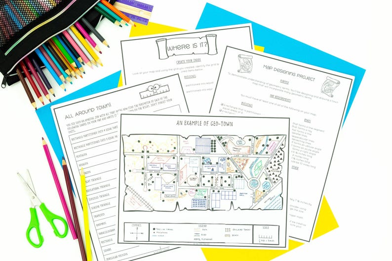 Geometry Project Based Learning Hands-on Map Skills Math Activity for ...
