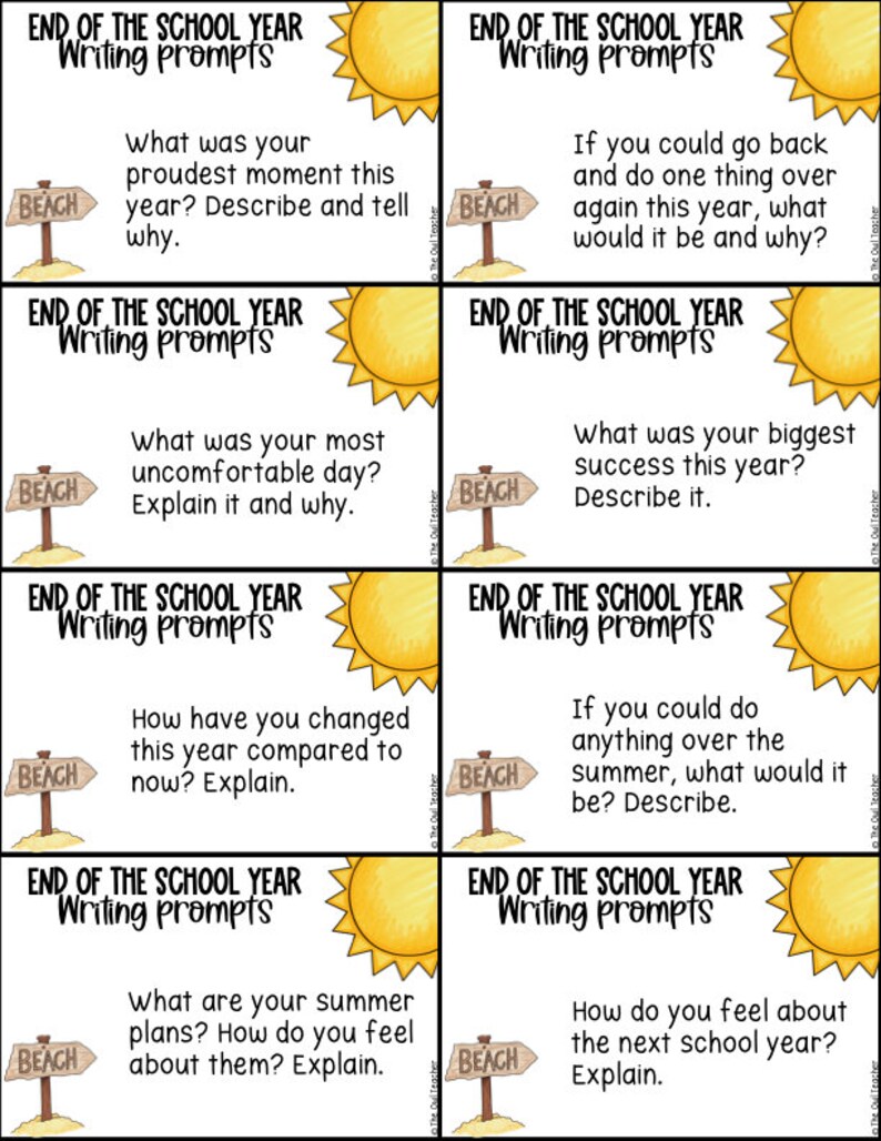 End of the Year Writing Prompts and Reflections - Etsy