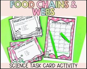 Food Chains & Food Webs Task Cards for 3rd Grade Energy Flow and Ecosystem Review