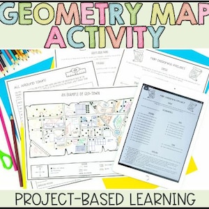 Geometrie Projektbasiertes Lernen Hands-On Map Fähigkeiten Math Aktivität für die Klassen 3-5