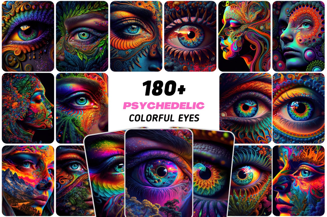 180 Psychedelic Eye Images: Colorful Printable Wall Art (digital
