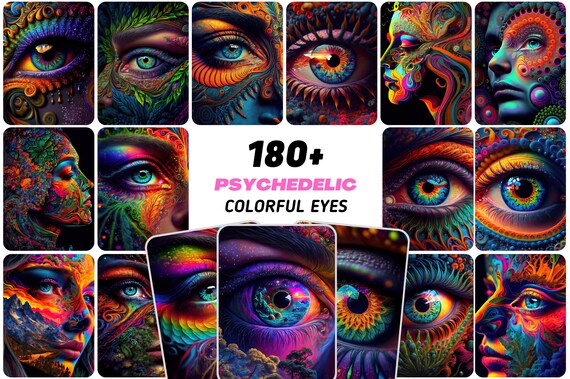 180 Psychedelic Eye Images: Colorful Printable Wall Art (digital