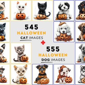 1,095 Halloween Pet Images | 550 Dogs + 545 Cats | Commercial License