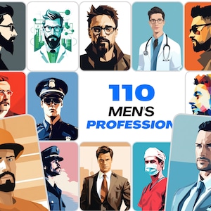 Premium Men's Profession PNGs - 110 High-Quality Colorful Images of Different Jobs