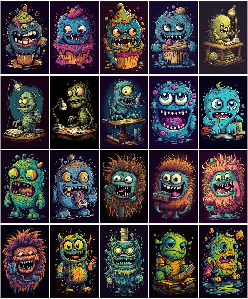 140+ Whimsical Funny Monster Designs Bundle – Ideal for T-shirts, Wall ...