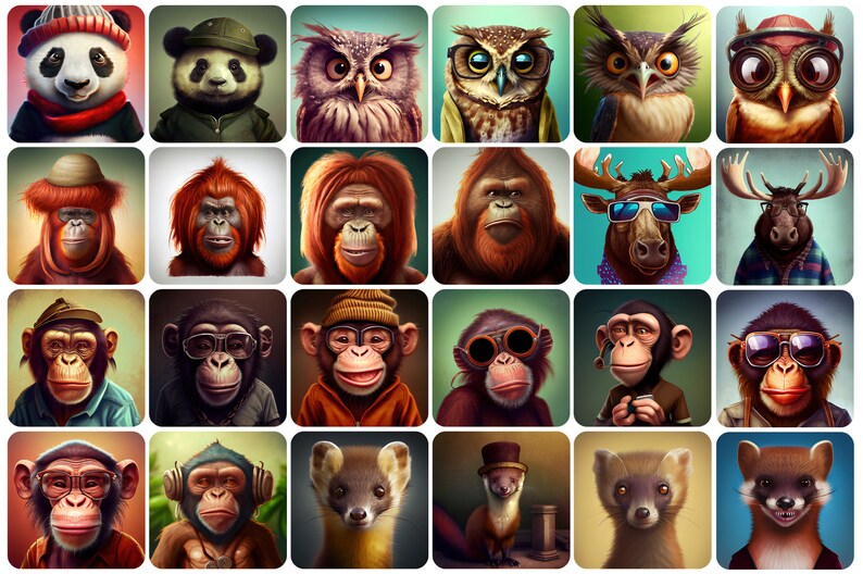 210 Printable Funny and Unique Animal Images Perfect for Home Decor, Greeting Cards Collection ...