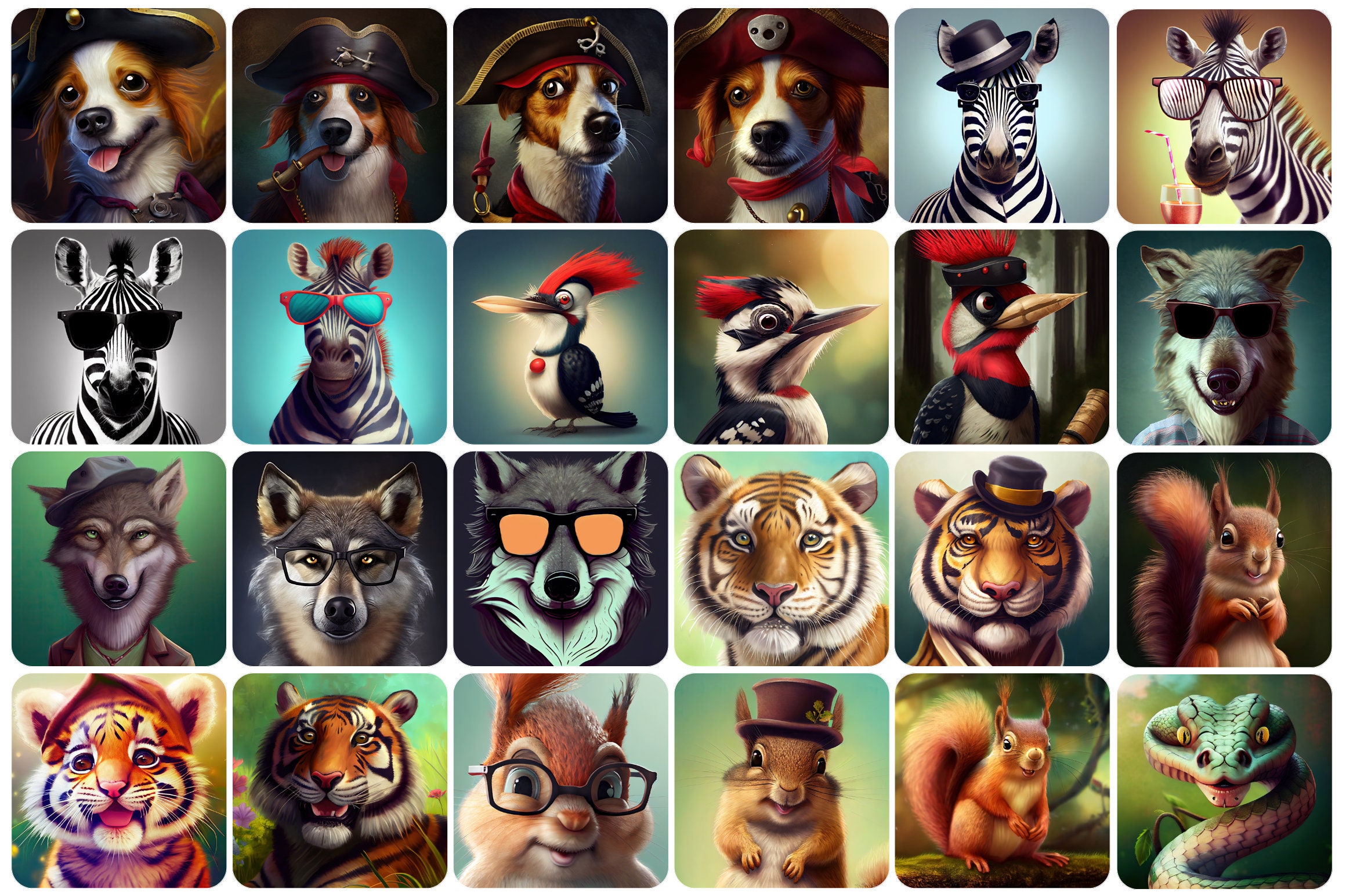 210 Printable Funny and Unique Animal Images Perfect for Home Decor, Greeting Cards Collection ...