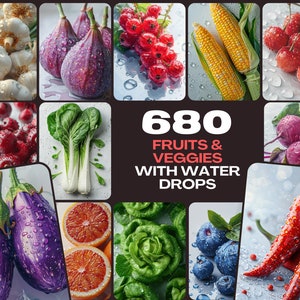 680 images de fruits et légumes de haute qualité avec des gouttes d'eau